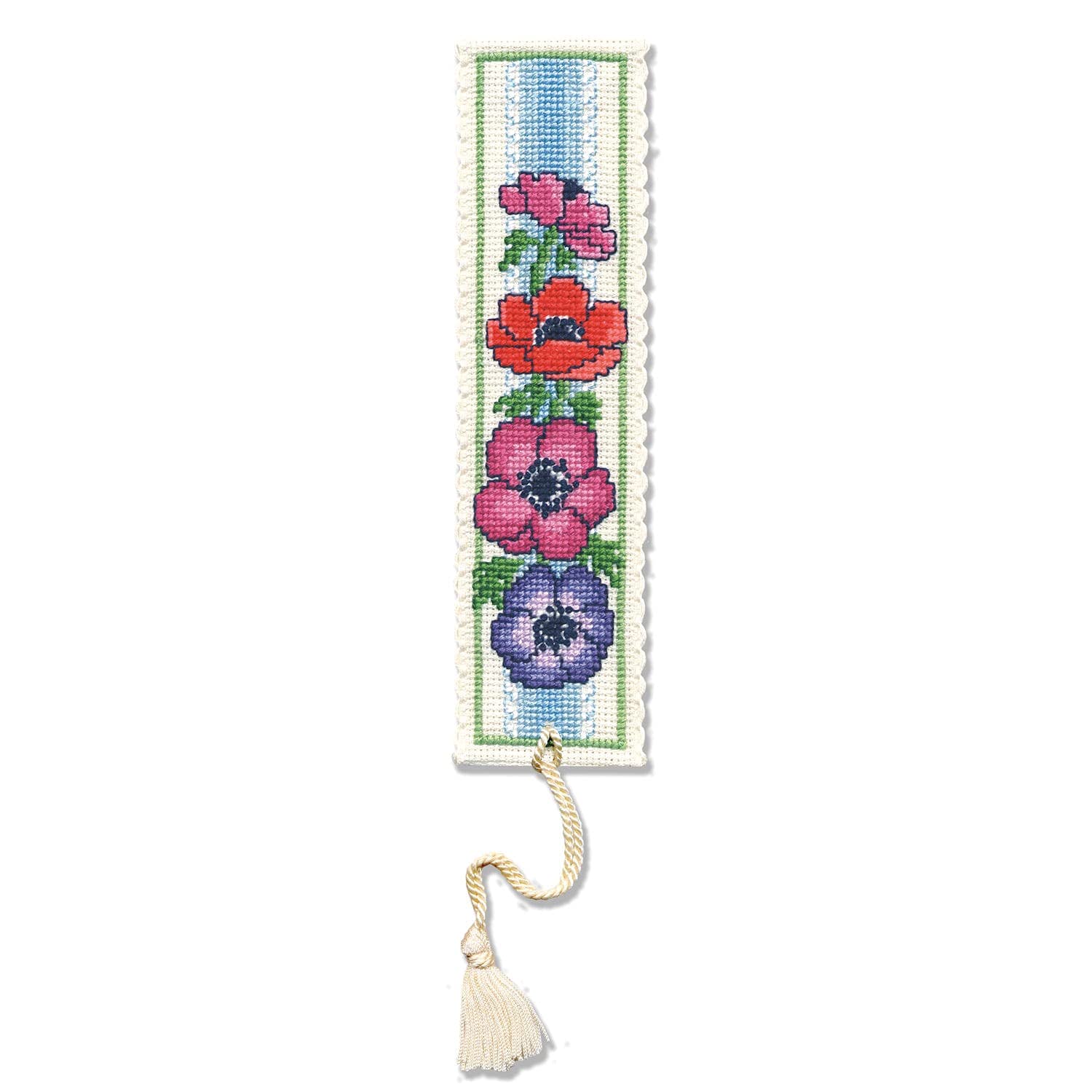 Textile Heritage Collection Cross Stitch Bookmark Kit - Anemones