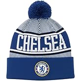 Icon Sports Officially Licensed Chelsea FC Adult Pom Pom Winter Beanie Hat – 100% Acrylic Knit Cap for Men and Women, Royal Blue