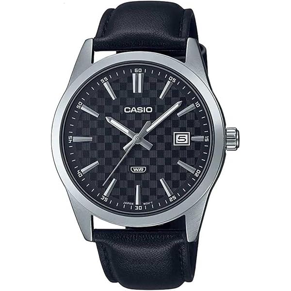 Casio MTP-V002L-2B3 Orologio Uomo Classico – Quarzo Giapponese, Cinturino In Pelle Blu, Quadrante Argento, Data