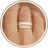 FUNEIA Stackable Gold Rings for Women Non Tarnish Trendy Dainty 14K Gold Plated Stacking Cubic Zirconia Thumb Ring Set Pack Statement Chunky Band Rings Promise Engagement Rings Size 7 8 9 10 11