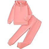 YOURUIKEY Girls Fall Winter Outfits 2 Piece Clothing Set Zipped Up Pocketed Hoodies Sweatpants Kid Sweatsuit Jogger Set 7-14Y