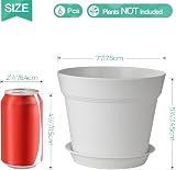 T4U 17cm Plastic Plant Pots 6-Pack with Saucer White Indoor Outdoor view 6