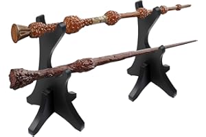 Riomh Two Tiers Wand Display Stand, Magic Wand Wood Holder for Wizard Wand Collection and Decoration (Don't include Wand)