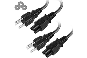 3 Prong AC Laptop Power Cord 4 Feet (2 Pack), NEMA 5-15P to C5 (Mickey Mouse) 10A 125V 18AWG, IEC-60320 IEC320 C5 to NEMA 5-1