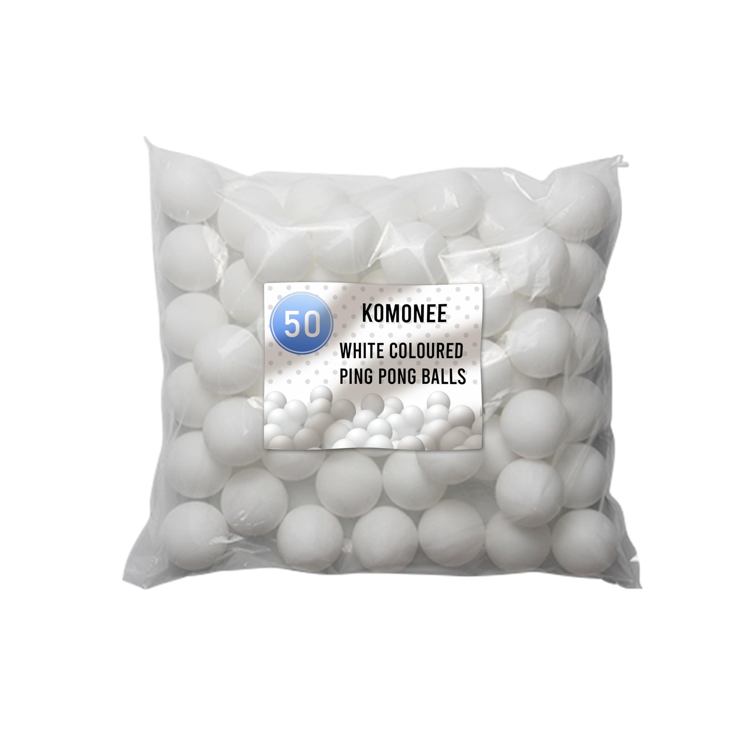 50 x White Ping Pong Balls Table Tennis 40mm No Logos Plain Ideal for Cat Dog Pet Toy School Crafts