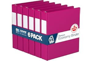 Premium Economy 1.5-Inch Binders, 3-Ring Binders for School, Office, or Home, Colored Binder Notebooks, Pack of 6, Round Ring