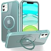 CHAOFEnG Magnetic Compatible with iPhone 11 Case with Stand [Military Grade Drop Tested][Compatible with Magnet] Ring Translucent Slim Hard Back Soft Edge, Teal Green