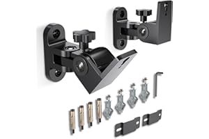 Speaker Wall Mounts, 2 Packs Universal Mounting Bracket for Small Bookshelf Speakers, Vertical 120°, Horizontal 180°Adjustmen