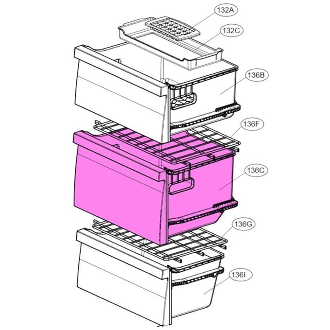 Cajón Intermedio Central Congelador LG GB6101SPS GB6101SWH ...