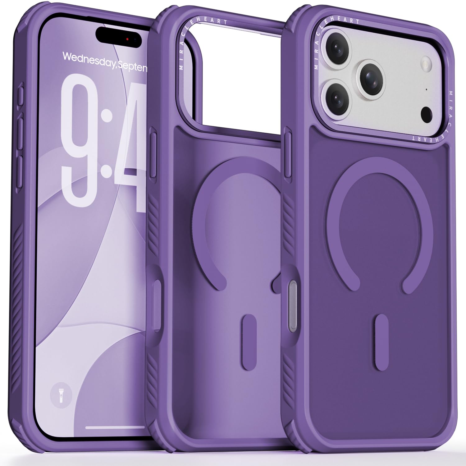 MIRACLE HEART Magnetic for iPhone 17 Pro Max Case, Compatible with MagSafe, Military Grade Drop Protection and Camera Protection, Slim Translucent Matte Phone Case, Purple