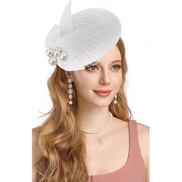 Embroidered Women Veil Formal Cocktail Race Felt Wool Pill  display picture 1