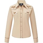 SALVAJE OESTE Women's Embroidered Western Cowboy Snap Front Long Sleeve Button Down Shirt