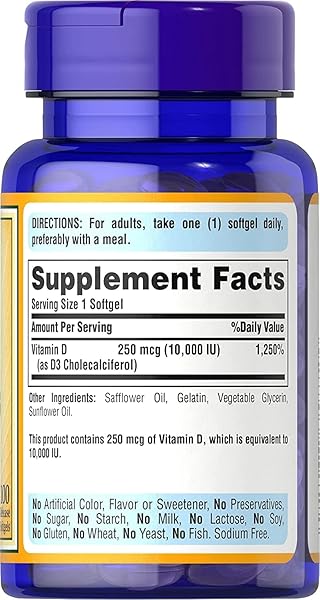 PURITAN’S PRIDE VITAMIN D3 10,000 IU-100 SOFTGELS