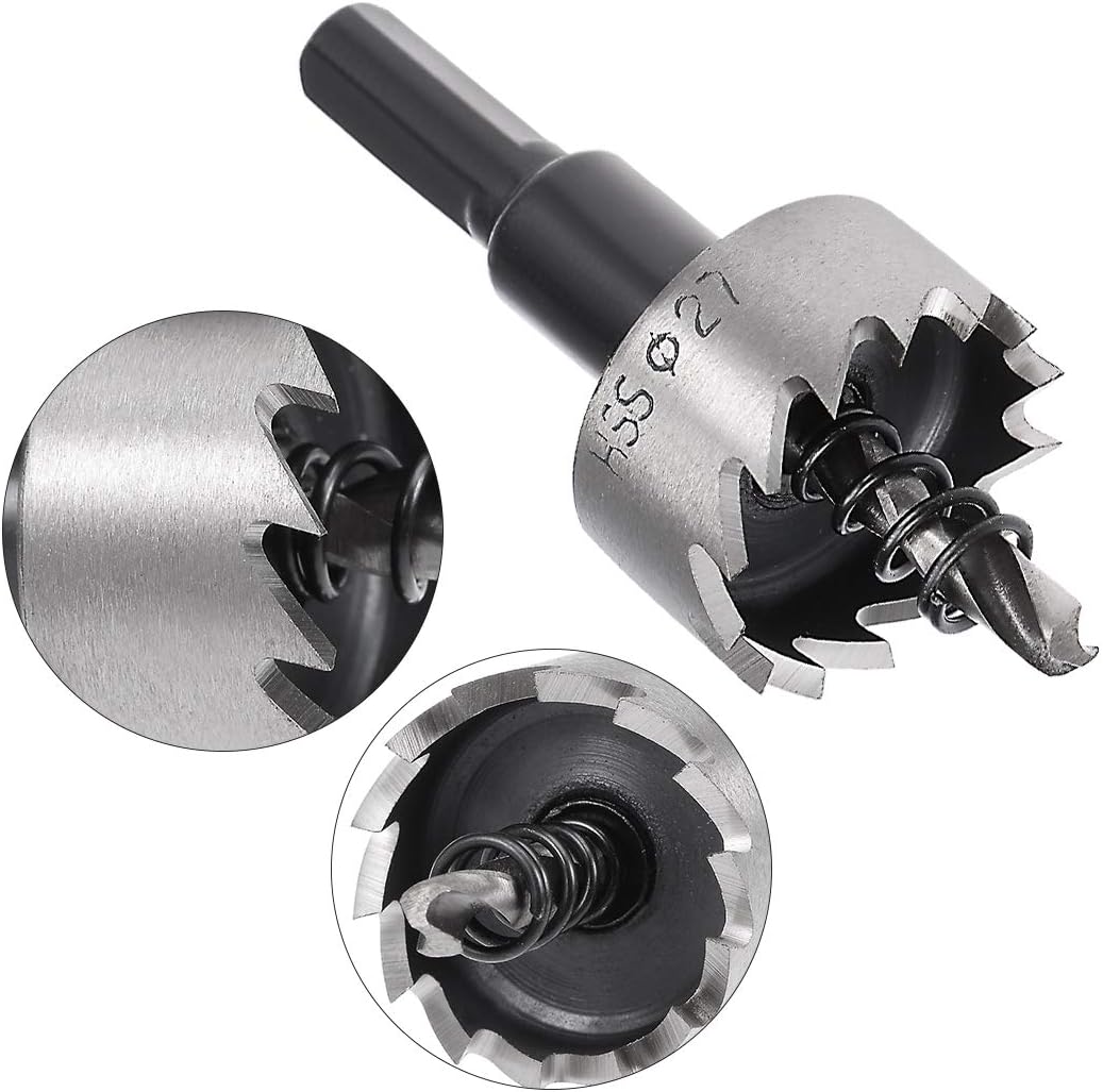 Sourcingmap 27mm HSS Drill Bit Hole Saw Cutter for Metal Alloy Wood, Black - Image 5