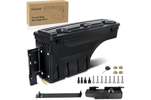 Nilight Truck Bed Tool Box Left Drivers Side Tool Boxes Fit for Ford F-250/350 Super Duty 1999-2016 ABS Swing Case Truck Storage Box with Lockable Lid Waterproof Wheel Well Toolbox for Truck Bed