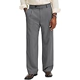 Comdecevis Men's Pleat-Front Dress Pants 30" 32" Relaxed Fit Wrinkle-Free Trousers for Men