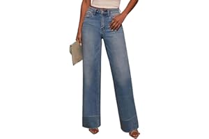 KUNMI Jeans for Women Wide Leg Baggy High Waist Boyfriends Straight Leg Stretchy Denim Pants Trendy Fall 2025