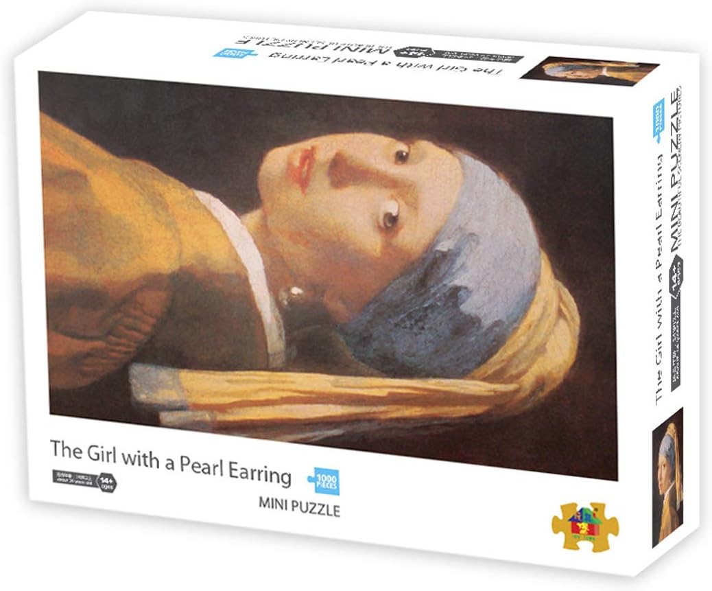 Mini Micro Jigsaw Puzzles for Adults 1000 Pieces ,Puzzle Girl with Pearl Earrings 16.5 x 11.8 Inches(42x30cm)