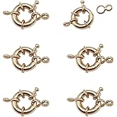 INSPIRELLE 6 Pieces Springring Clasps 13mm Long Lasting Pale Gold Plated Nautical Design with Loop Sailor Clasps for Jewelry Making