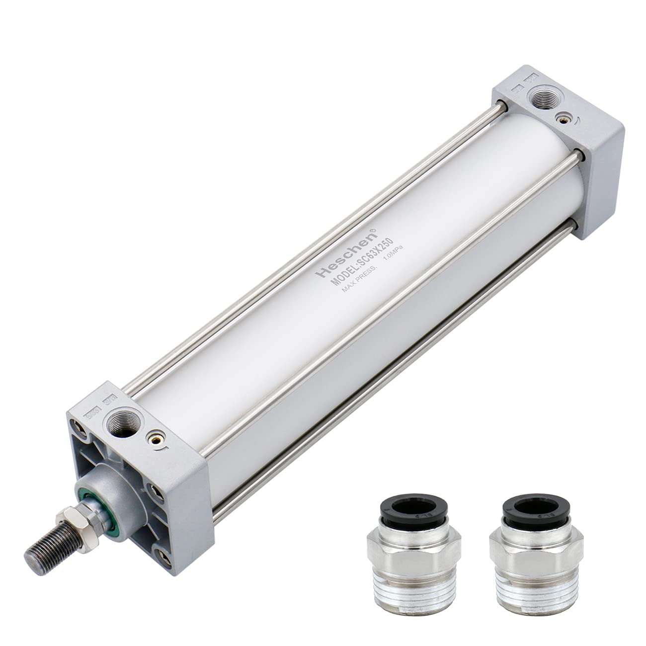 Heschen Pneumatic Standard Cylinder, SC 63-250, PT3/8 Port, 63mm Bore, 250mm Stroke, Double Acting