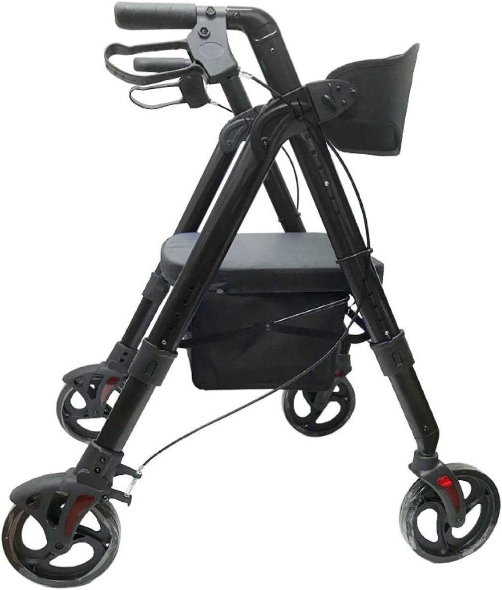 Deluxe Bariatric Rollator Walker; Heavy Duty with Large Padded Seat