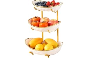 Tmore Fruit Bowl for Kitchen Counter, 3 Tier Fruit Basket, Ceramic Fruit Bowl, Large Capacity Fruit Holder, Modern Design Mul
