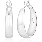 MOYUXI 5-8mm Tapered Design Thick Large Hoop Earrings for Women Trendy Hypoallergenic 925 Sterling Silver Post 14K Gold Hoop Earrings Non Tarnish Lightweight Big Chunky Gold Hoops 30/40/50/60MM