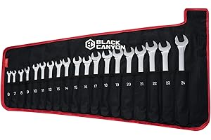 Black Canyon Wrench Pouch, Wrench Pouch Roll Up, 19 Pockets, Ranging of 6-24 mm, Waterproof, Metric, Durable Polyester Fabric