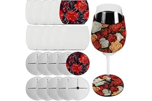ZUYYON Neoprene Insulated Wine Glass Sleeve and Base Cover Set - 20 Pcs Sublimation Blank Drink Holder for Glass Ornaments Su