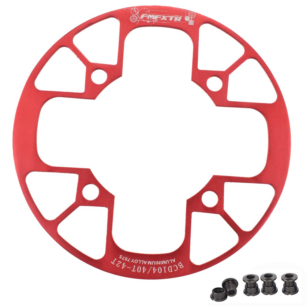 Photo 1 of UPANBIKE Montain Bike Chainring Guard 104 BCD Aluminum Alloy Chain Ring Protector Cover for 32~34T 36~38T 40~42T Chainring Sprockets (Red, 36T~38T)