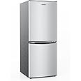 BANGSON 4.0 Cu.Ft Small Refrigerator with Freezer, Small Fridge with Bottom Freezer, for Apartment, Bedroom, Dorm, and Office, Double Door, Stainless Steel, Silver
