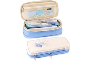 iSuperb Foldable Pencil Case Zipper Big Capacity Aesthetic Canvas Pencil Pouch Compartments Stationery Organizers Pen Bag for Kids Girls Boys Teen Child Student School Supplies Makeup Bags