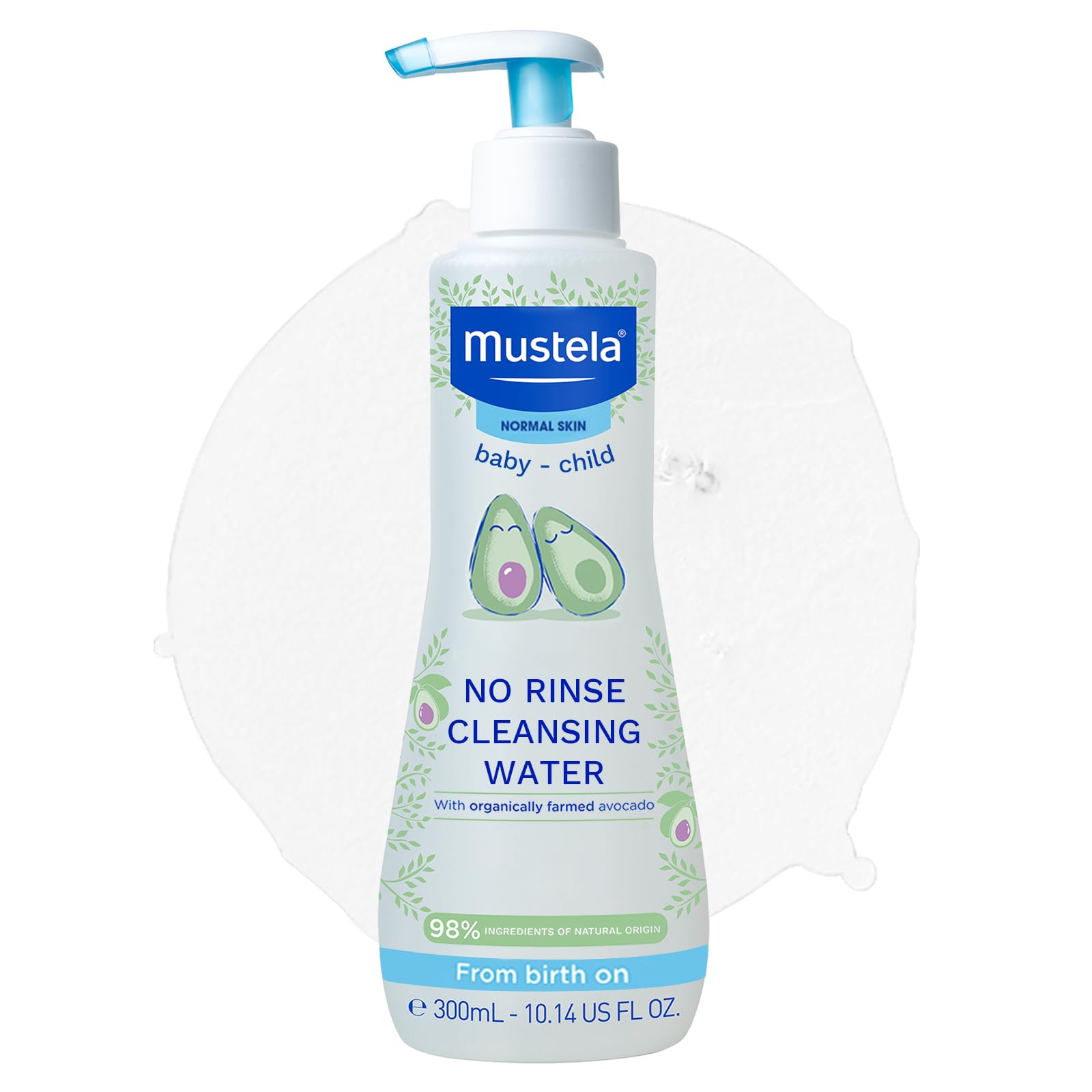Mustela - No rinse soothing cleansing water - Cleansing Water With 99% Organic Ingredients As Avocado and Schisandra - No Fragrance Added For Newborns and Babies With Very Sensitive Skin - 300 ML