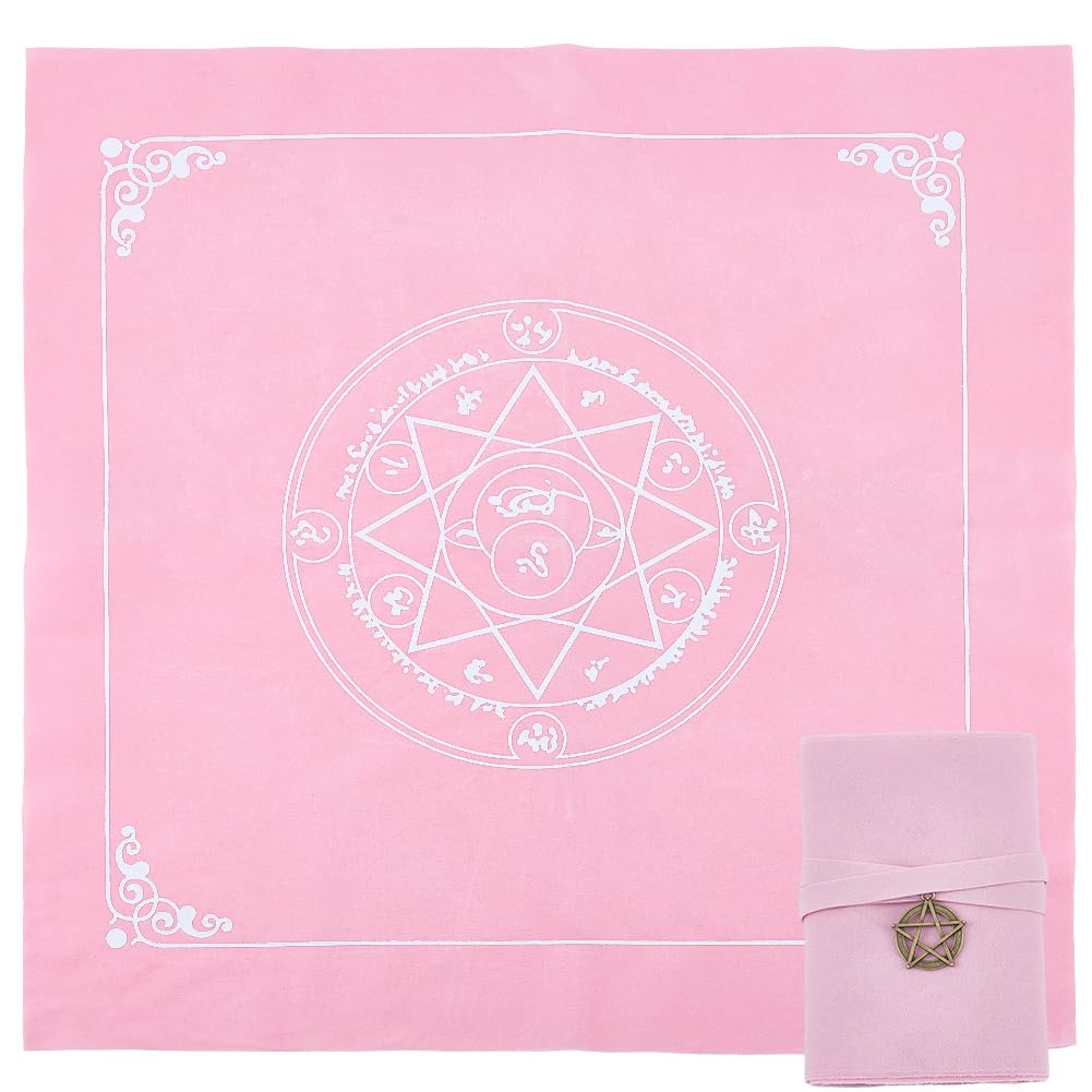 CREATCABIN Tarot Bag Altar Cloth Tarot Cloth and Bag Set Tablecloth Constellation Pentagram Totem Carrying Protective Card Board Game Embroidery for Oracle Decks Tarot Dice Crystal Coin 2.95x4.96 Inch