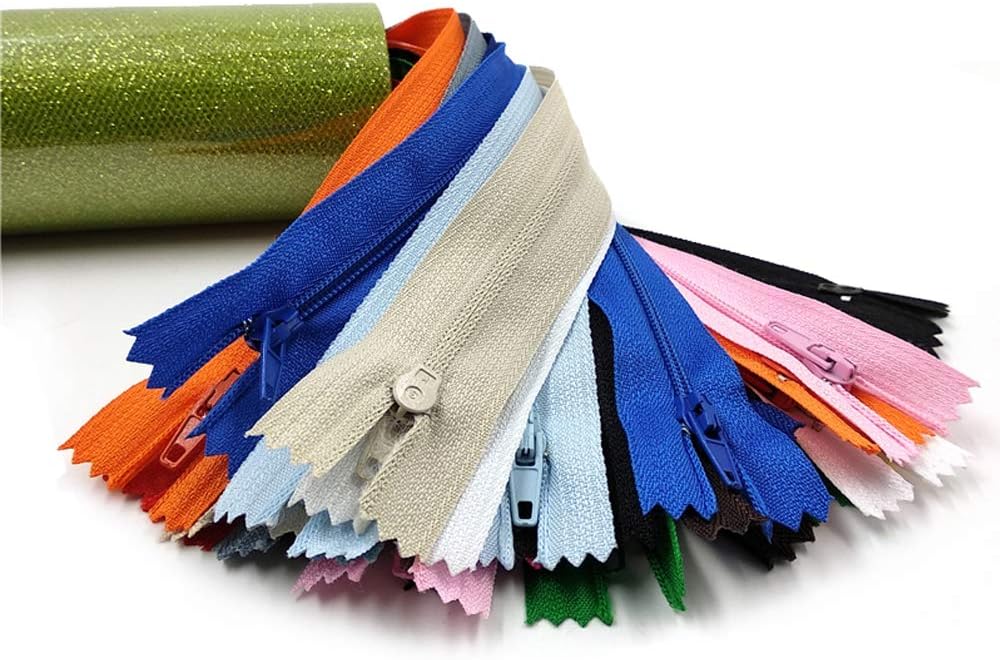 100 Pcs 9 Inch Nylon Coil Zippers Bulk for Tailor Sewing Crafts (20 Colors)