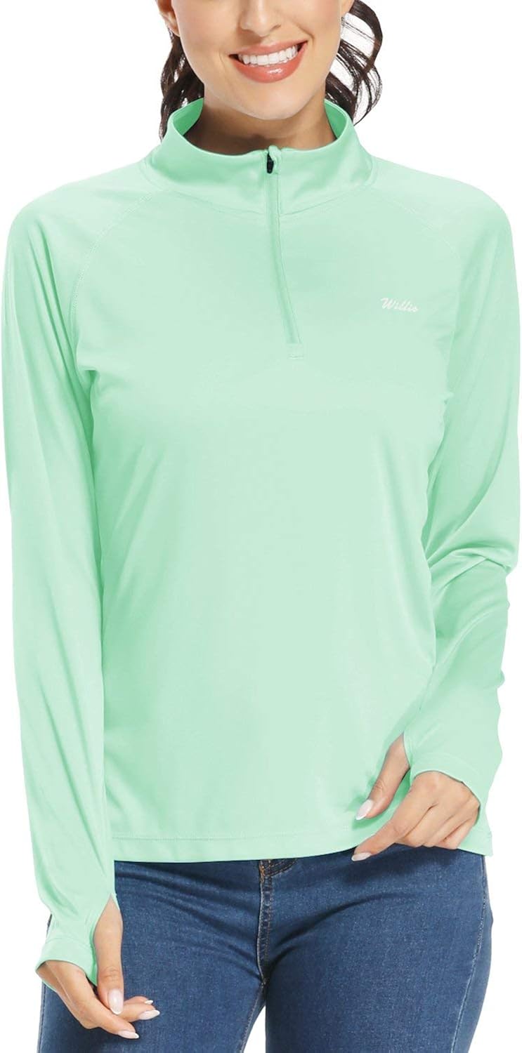 Willit Women's UPF 50+ Sun Protection Shirt Long Sleeve SPF Shirt Golf Running Hiking Tops Half-Zip Lightweight at  Women’s Clothing store
