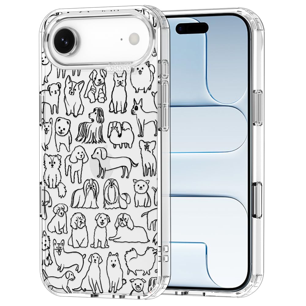 Photo 1 of MOSNOVO for iPhone Air Case | Military Grade 6.6ft Drop Tested | Camera Control | Clear with Doodle Dog Design