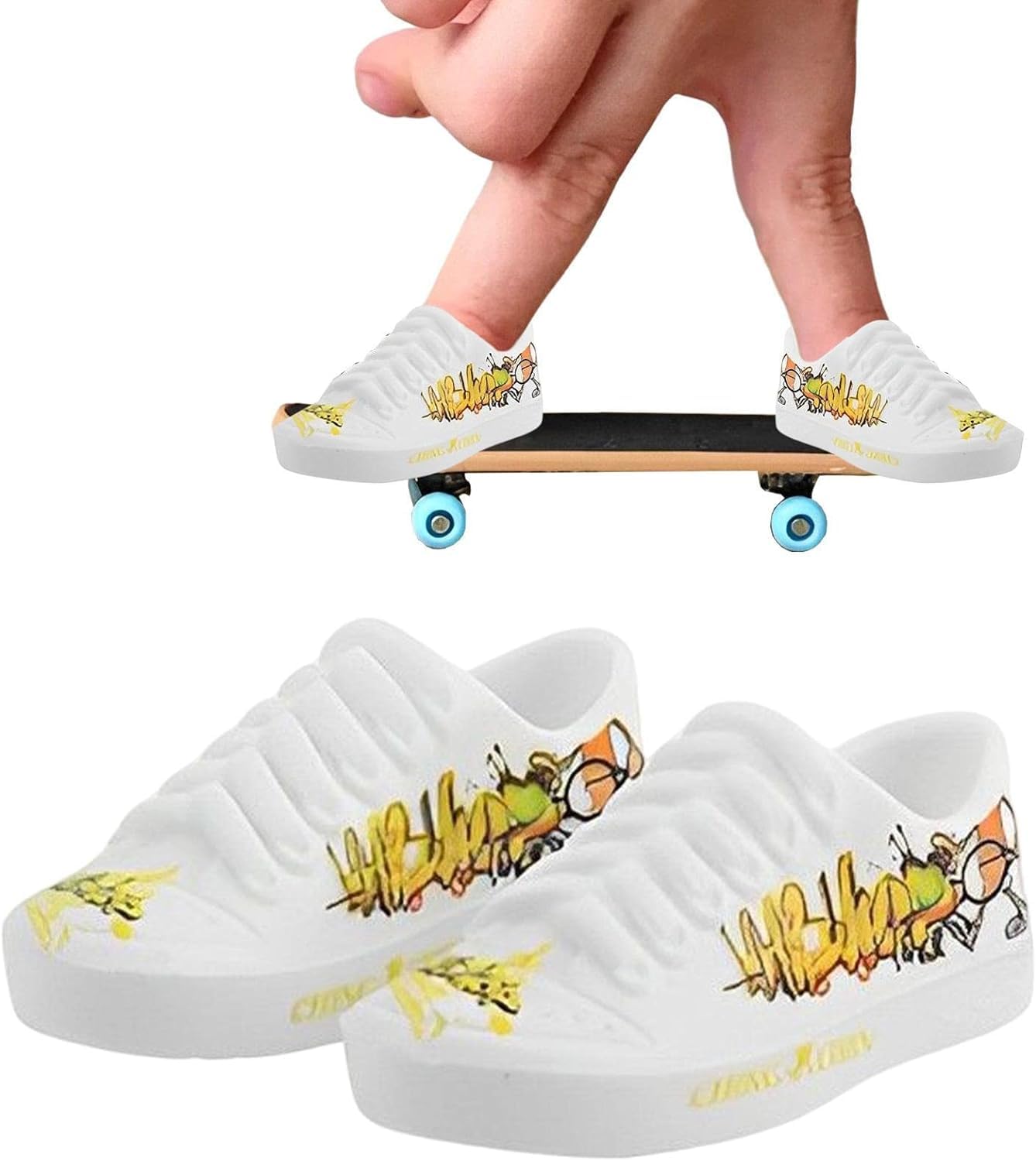 SquarezhenBo Mini Finger Shoes, Mini Finger Shoes, Finger Knee Pads Fingerboard Skateboard Shoes Mini Keychain Shoes Finger Sneakers Breakdance Mini Finger Toys Doll Shoes Finger games