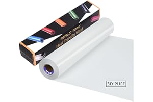 RENLI·TONG RENLITONG White 3D Puff HTV Matte Heat Transfer Vinyl 12Inch by 6ft Roll Iron on for Heat Press T Shirt for All Cutter Machine Heat Vinyl Design
