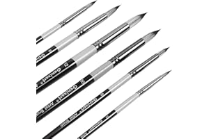 Round Pointed Tip Paint Brushes Set, 6 Pcs Artist Paintbrushes for Acrylic Oil Watercolor Gouache Painting, Premium Nylon Hai