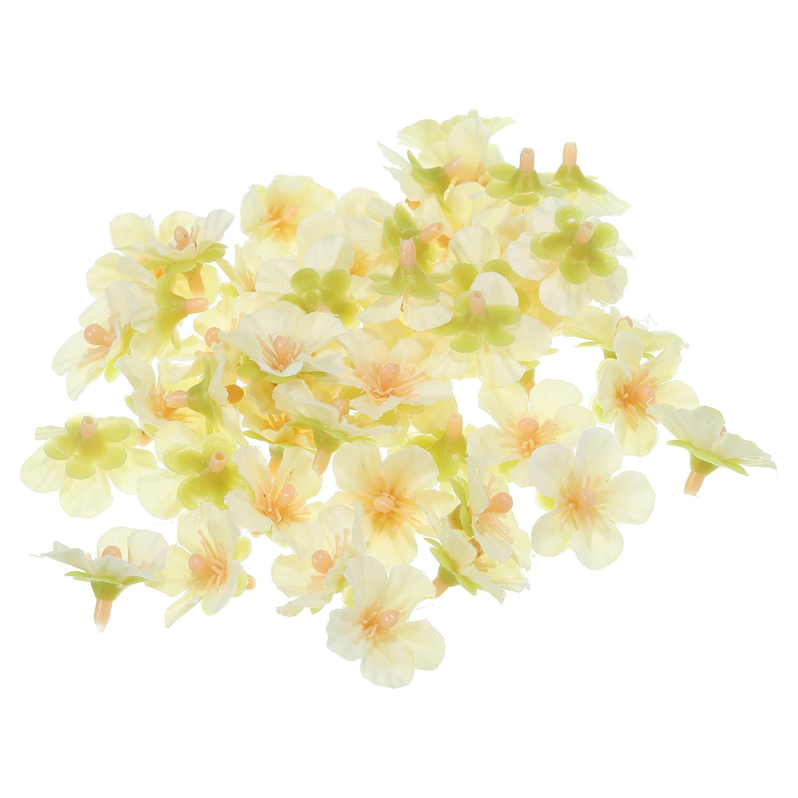 PATIKIL 0.98" Artificial Cherry Blossom Flower Heads, 50 Pack Silk Cherry Blossom Fake Flowers Heads for Wedding Floral Bouquet Decoration DIY Craft Making, Yellow