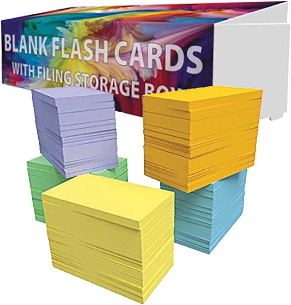 Debra Dale Designs - Blank Flash Cards - 3.5 x 2 Inches - 5 Colors - Box of 1,100 - 67# Vellum Brist