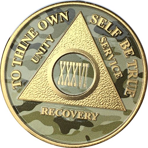 36 Year AA Medallion Camo Gold Plated Anniversary Chip Camouflage Color