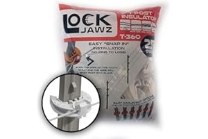 Lock Jawz T-360 Electric Fence T-Post Insulator - White (25/pk)