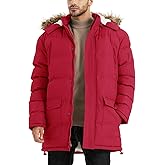 JAWERU Winter Coats For Men Winter Jackets Water Resistant Warm Thicken Puffy Hooded Insulated Thicken Parka Coat