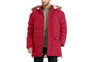 JAWERU Winter Coats For Men Winter Jackets Water Resistant Warm Thicken Puffy Hooded Insulated Thicken Parka Coat