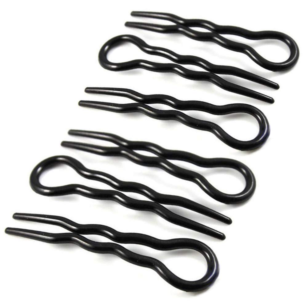6 Pcs Black U Shaped Hair Pin Plastic Wavy Hair Fork Hair Clip Simple Fast Spiral Hair Braid Twist Styling Clips Hairpins Insert Bobby Pins Wedding Hair Accessories for Women Girls