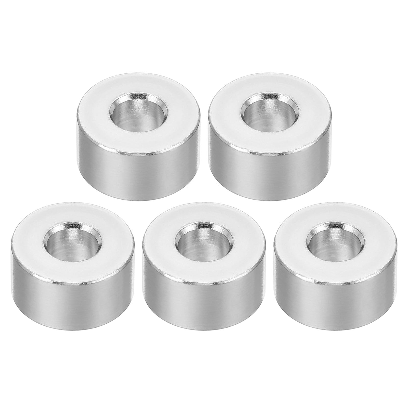Patikil M6 Aluminum Spacers, 5 Pcs Metal Round 6.2mm ID x 15mm OD x 8mm L Thickness Aluminum Spacer Screw Standoff for 1/4" or M6 Screw Bolts, Silver