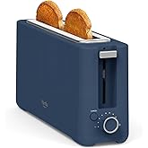 Martha Stewart 2 Slice Long Slot Toaster, Extra Wide, Indigo Blue | 10 Shade Settings, 10” Wide Slot, Sourdough, Bagels, Arti