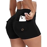 SEASUM Women Pocket Shorts 3"/4.5" Scrunch Butt Workout Cargo Shorts V Waist Yoga Booty Lifting Gym Bottom